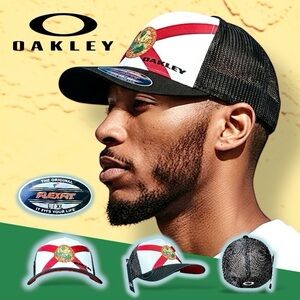 Oakley Men's Indy Passport White Red Black Florida Flag Edition Trucker Hat L-XL